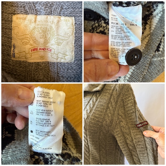 BOGNER FIRE & ICE BUTTON FRONT CARDIGAN SWEATER WOOL BLD CABLE KNIT APRES SKI S - Picture 10 of 10